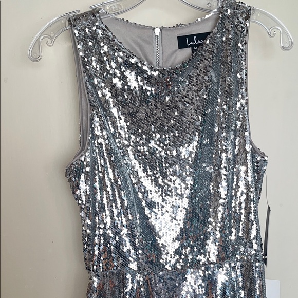 Lulu's Shimmering Silver Sequin Mini Dress - Picture 3 of 13